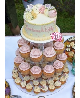 W053 1層韓花蛋糕 +20Cupcake +50Mini Cupcake Tower 